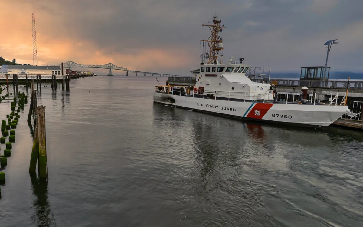 Astoria Bridge and Coast Guard Cutter
